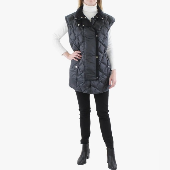 Lafayette 148 New York Womens Black Reversible Puffer Outerwear Vest NWT - Picture 2 of 4